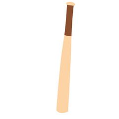 Flat vector illustration of a beige baseball bat for outdoor sport, hitting tool, game equipment, and physical activity.