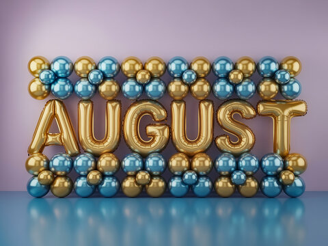 Gold balloon letters spelling "AUGUST" generative ai