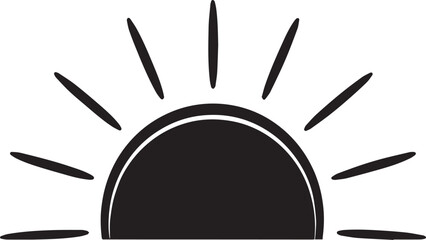 Sunrise Silhouette in Black | Morning Sun Horizon Scene Illustration Vector Format