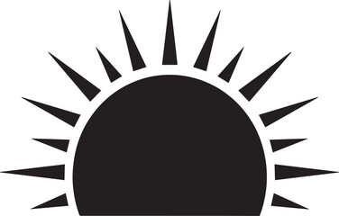 Sunrise Silhouette in Black | Morning Sun Horizon Scene Illustration Vector Format