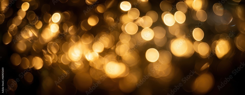 Poster the mesmerizing golden bokeh light creating an enchanting festive atmosphere.