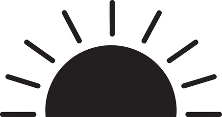 Sunrise Silhouette in Black | Morning Sun Horizon Scene Illustration Vector Format