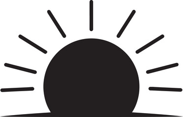 Sunrise Silhouette in Black | Morning Sun Horizon Scene Illustration Vector Format