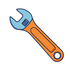 Adjustable wrench with blue jaw and orange handle, a versatile tool