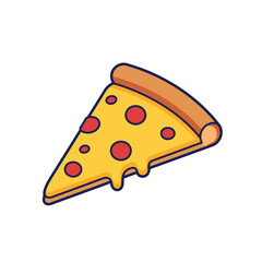 Cartoon Pizza Slice with Cheese, Pepperoni, and Dripping Melted Cheese