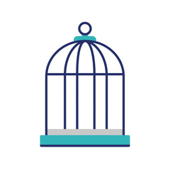 Classic Dome-Topped Birdcage with Teal Base and Metal Bars