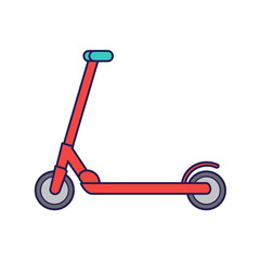 Colorful Illustration of a Red Electric Scooter