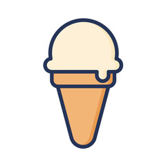 Creamy Vanilla Ice Cream Cone with Melted Drip