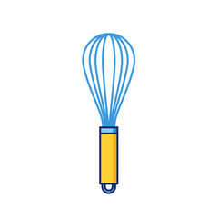 Flat Design Blue Whisk with Yellow Handle and Blue Loop