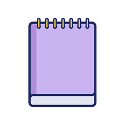 Lavender Spiral-Bound Notebook Icon: Blank Pages, Yellow Binding