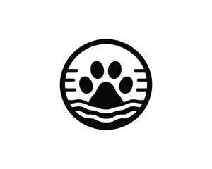 Paw Print Water Logo Design in Circular