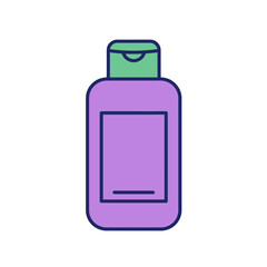 Purple Bottle with Green Flip-Top Cap and Label Area Icon