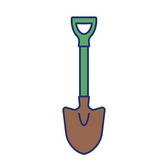 Simple Illustration of a Garden Shovel with Green Handle and Brown Blade
