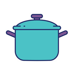 Simple Teal Cooking Pot with Purple Handles and Lid