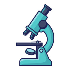 Stylized Teal Microscope with Dark Blue Accents for Scientific Exploration