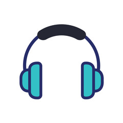 Teal and Black Headphones with Rounded Design, Music Accessory