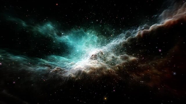 4K 3D Loop dark blue cloud  space travel in outer space science fiction abstract background.  Blue cloud spce galaxy travel abstract digital animation in deep space.