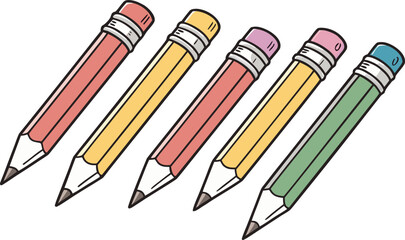 Colorful Pencil Clipart Illustration for School and Stationery Projects. Realistic Wooden Pencil Clipart Artwork for Educational Designs. Vibrant Pencil Clipart Drawing for Digital and Print Craft