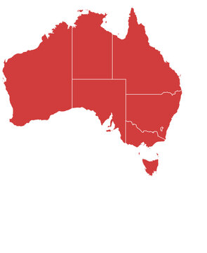 Australia map. Map of australia divided into states and territories isolated on white background.