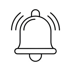 Bell Notification Icon, Line Symbol for Alerts, Reminders, and UI Messaging