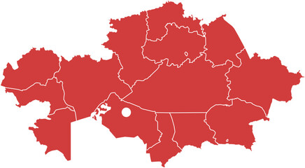 Kazahkstan kazakhstan. Kazakhstan map with regions highlighted isolated on white background.