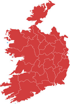 Ireland map. Map of ireland showing administrative divisions isolated on white background.