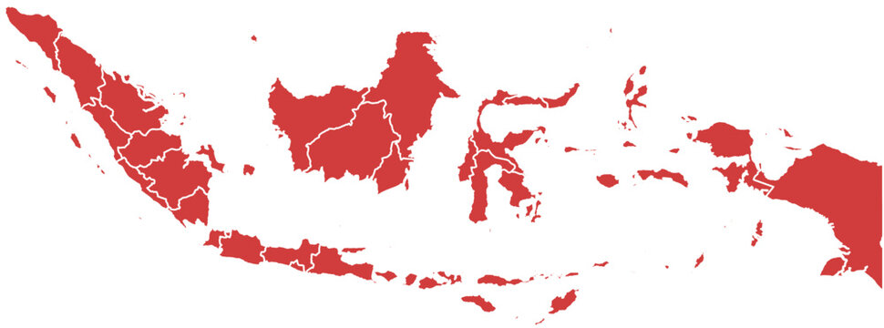 Indonesia map. Map of indonesia with internal borders isolated on white background.