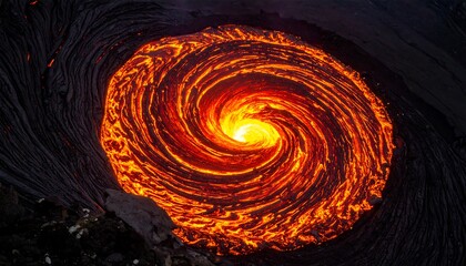 Molten lava swirling in a circular pattern