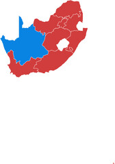 Fototapeta premium South Africa south. South africa map showing provincial divisions isolated on white background.
