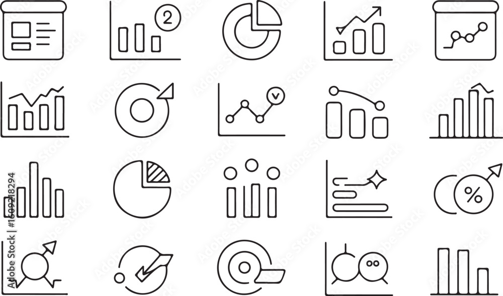 Poster modern abstract graphic icon set featuring a distinctive silhouette design in multiple colors