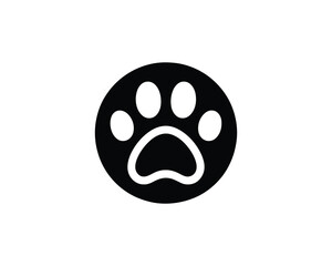 Fototapeta premium Minimalist Paw Print Icon on Black Circle