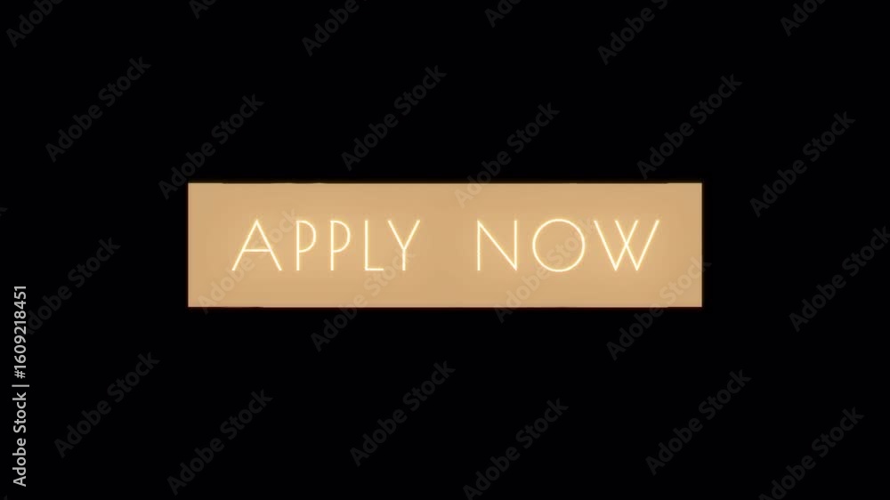 Poster animation of apply now golden glitch text effect on black abstract background. isolated transparent 