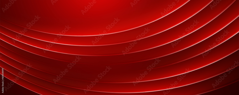 Aufkleber abstract red background with glowing curved lines and shadows