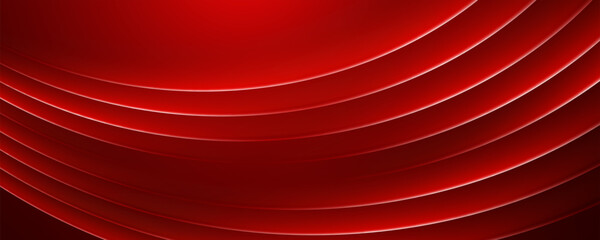 Abstract red background with glowing curved lines and shadows