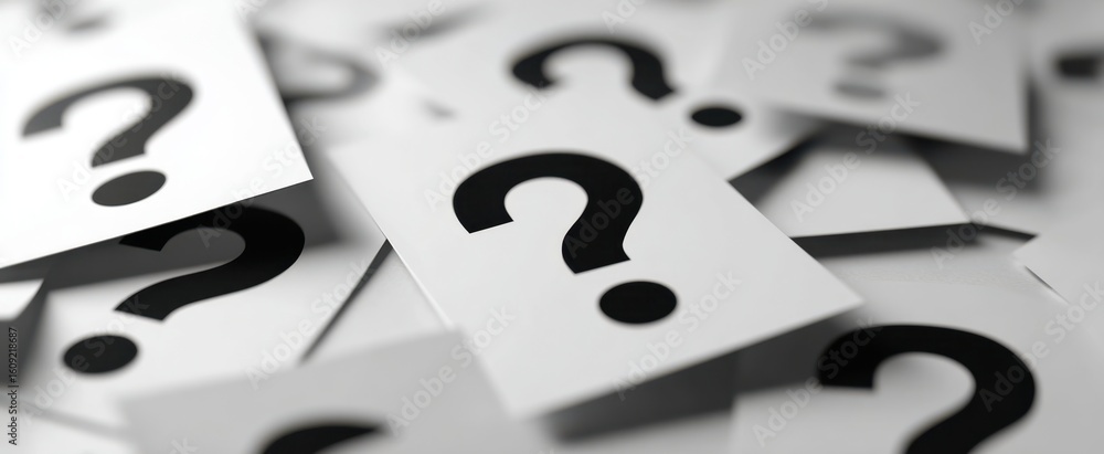Poster the question marks representing uncertainty and inquiry in various contexts