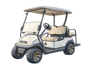 Cream and Bronze Golf Cart A Stylish Ride on the Greens on transparent background