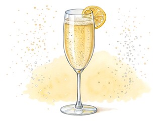 Two gold flutes of bubbling champagne isolated on white, perfect for a celebration toast