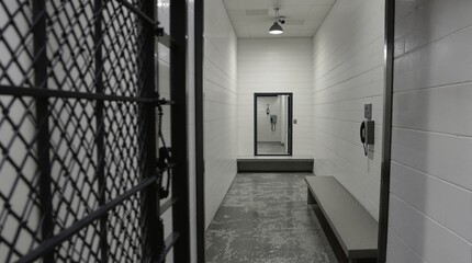 Prison Corridor with Open Cell Door