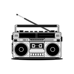 Illustration of boombox isolated on white background. Design element for poster, card, banner, logo, label, sign, badge, t shirt.