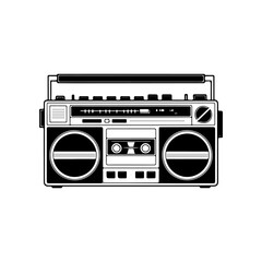 Illustration of boombox isolated on white background. Design element for poster, card, banner, logo, label, sign, badge, t shirt.