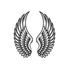 Fototapeta premium Vintage wings isolated on white background. Design elements for logo, label, emblem, sign, brand mark. Vector illustration.