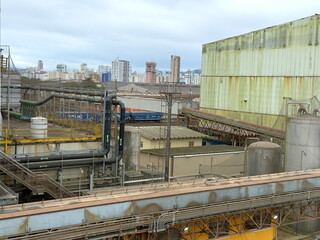 industrial plant in the city and railway 