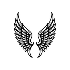 Vintage wings isolated on white background. Design elements for logo, label, emblem, sign, brand mark. Vector illustration.