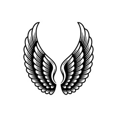 Fototapeta premium Vintage wings isolated on white background. Design elements for logo, label, emblem, sign, brand mark. Vector illustration.
