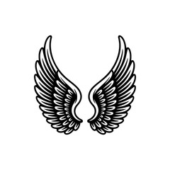 Vintage wings isolated on white background. Design elements for logo, label, emblem, sign, brand mark. Vector illustration.