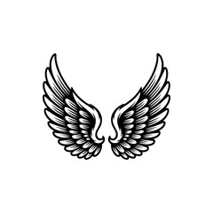 Vintage wings isolated on white background. Design elements for logo, label, emblem, sign, brand mark. Vector illustration.