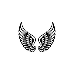 Obraz premium Vintage wings isolated on white background. Design elements for logo, label, emblem, sign, brand mark. Vector illustration.