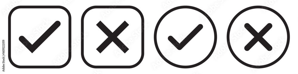 Poster checkmark cross icon checkmark icon set. checkmark right symbol tick sign.