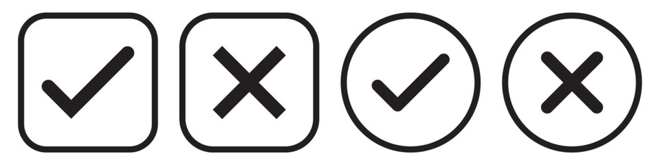 Obraz premium Checkmark cross icon Checkmark icon set. Checkmark right symbol tick sign. 