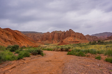 Moody view of the stunning Konorchek Canyons in Kyrgyzstan